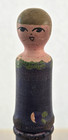 Antique Figural Wooden Needle Case Peg Doll Treen Sewing Holder Folk Art C1900