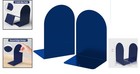 Elegant Metal Book Ends Set - Polished Blue Finish For Stylish Organization