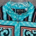 Bob Mackie Wearable Art Shirt Xl Turquoise Scroll Stripe Retro 80s Bold Vtg