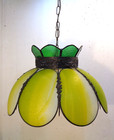 Vtg Mid Century Modern Tulip Green Yellow Acrylic Lucite Hanging Swag Lamp