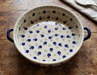 Boleslawiec Polish Pottery Handmade 9  2-handled Pie Plate s  Signed -apples
