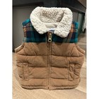 Old Navy Baby Sherpa Collar Corduroy Puffer Vest Plaid 3-6m Kids
