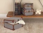 Deco 79 Wooden Decorative Box Upholstered 3 Pieces Small Size  Gray 