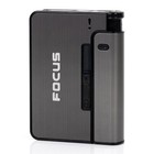 Focus Slim Dark Grey Aluminium Automatic Cigarette Case Lighter Box Holder
