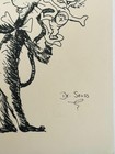 Dr  Seuss  handmade  Drawing On Old Paper Signed   Stamped  Vtg Art