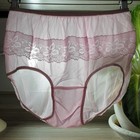 Vtg Sheer Nylon Panty Soft Pink Sissy Flower Lace Granny Brief Size 8 Hip 40-44 