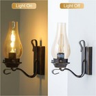 2 Pack Vintage Indoor Wall Light Oil Rubbed Bronze Sconce Amber Glass Fixture Ul