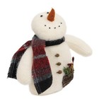 New Primitive Farmhouse Snowman Wishing Plush Christmas Winter 6 5 hx5 5 wx2 5 d