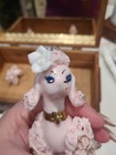 Vintage Pink Spaghetti Poodle Figurine Set Japan Dog Family Chain 