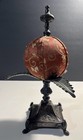 Antique Victorian Cast Iron Sewing Stand Brocade Pincushion Ornate Scroll Base