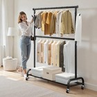 Clothes Rack Rolling Clothing Garment Rack With Adjustable Crossbar