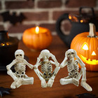 Halloween Skeleton Statues - See Speak Hear No Evil Skeleton Figurines Set Of 3