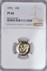 1951 Toned Roosevelt Dime Proof Ngc Pf 66 Pr See Video Toning Silver Coin 10c