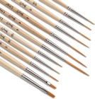 12 Pcs Detail Paint Brushes  Golden Synthetic Hair  High Performance For Oil    