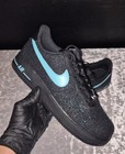 Air Force 1 Custom Shoes Black Glitter Blue Bottom Mens Womens Kids Baby Sizes