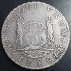Mexico Spanish Colonial 8 Reales Two Pillar Ferdin Ferdinand Vi 1756 Mo Mm