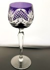 Antique Early 20th Century Bohemian Amethyst Cut To Clear 7  Hock Wine Glass