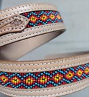 Vintage Beaded Handcrafted Buckle Belt 36 Leather Native American Southwestern