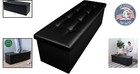 Faux Leather Folding Ottoman Bench     125l Storage  Modern Black Style