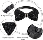 Rhinestone Bow Tie  Black Sparkly Bow Tie Adjustable Glitter Crystal Necktie