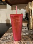Starbucks 2019 Venti 24oz Tumbler Iridescent Hot Pink Diamond Studded Cold Cup
