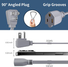 Appliance Power Extension Cord 4 Ft Gray  3 Prong Heavy Duty Flat Wire Low Profi