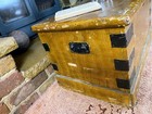 Old Antique Pine Chest  Vintage Wooden Storage Trunk  Blanket Box  Coffee Table 