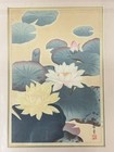 Kawarazaki Shodo Water Lily Japanese Woodblock Print Suiren Shin Hanga
