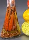 Vtg Lg Decorative Glass Bottles Vegetable Hot Pepper Infused Vinegar Kitchen