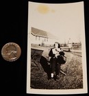 Antique Photograph  1920 s  Woman Sitting Outside In Winter With Her Cat