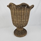 Rattan Basket Planter Tulip Pedestal Pot Vase Vintage Wicker 21  Large