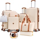 3 6 Piece Luggage Set Abs pc Hardshell Carry On Suitcase W  Spinner Wheels   Tsa
