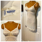 Vtg Rare 1960 s Warner s White W  Lace Trim   Padded Bullet Bra Full Slip Sz 36