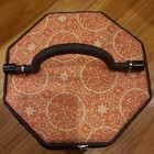 Vintage Sewing Basket With Handle   Orange Fabric Black Woven Travel Organizer