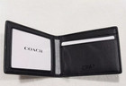 Coach Men Wallet Mahogany Black Signature Canvas Compact Billfold Cm166 Msrp 150