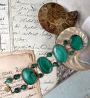Large Heavy 19th Century Russian Malachite And Silver With Gold Vermeil Bracelet
