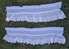 Vintage Floral Lace Valances Pair White Sheer Ruffle Scalloped Shabby Chic 57x17