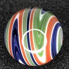 Contemporary Art Glass Marble 1  Green Orange Purple Wigwag Mib Handmade Signed