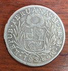 1834 Peru Mm 8 Reales Silver Coin  1113 