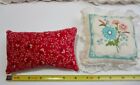 Lot Of 4 Victorian Pin Cushions  Saw Dust Filled  Embroidered  Hat Pin Holders