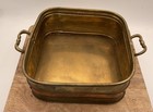 Vintage Brass Square Planter Container With Copper Band 7 1 4    Diameter 