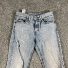     Levis 511 Mens Jeans 29x30 Slim Fit Light Wash Distressed Ripped Denim