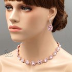Rose Gold Plated Pink Crystal Necklace Bracelet Earrings Wedding Jewelry Set 829