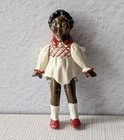 Vintage Cold Painted Cast Metal Miniature Black Doll Figurine Jointed Arms 1 5 