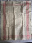 6 Vintage Antique French Linen Tea Towels With Red Checkered Pattern  Ecru   