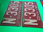  1927 Connecticut  License Plates Pair Original Condition No  N-3305 