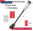 Long Handle 11 Razor Blade Scraper 3 Metal 3 Polastic Blades Tool Window Glass
