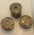 Vintage Daher England Floral Chintz Metal Canister Tins Set 3 As-is Mid Century