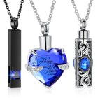 3 Pack Cremation Urn Necklace For Ashes Heart Cylinder Cremation Jewelry Keepsak