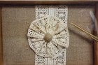 Wedding Guest Book   Pen Set - Rustic Country Burlap   Crocheted Lace Book New